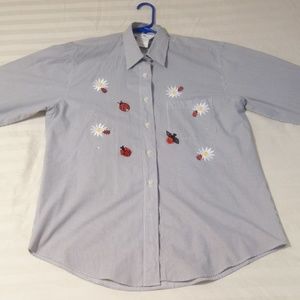 Erin London Embroidered Polyester/Cotton Blouse